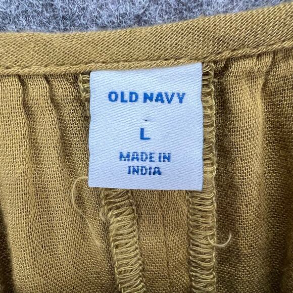 Old Navy Blouse Women L Golden Brown Relaxed Embroidered Stitch Boho Cottage Top - Picture 11 of 14